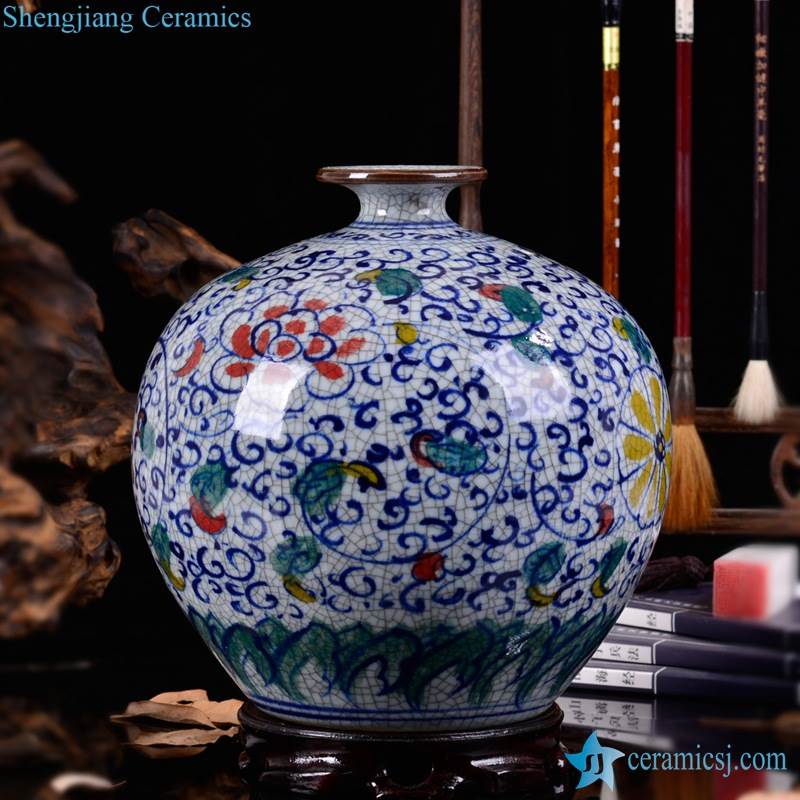 red blue color floral vase
