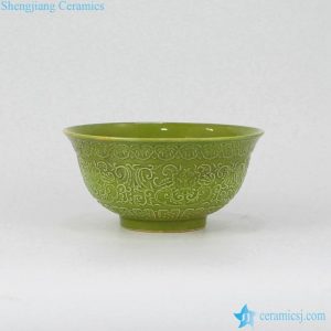 RZMG01-A/B Engrave dragon and floral plain color discount imperial bowls