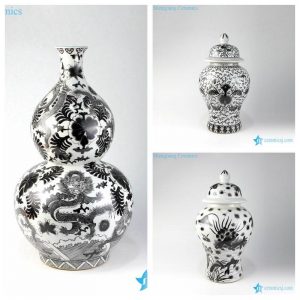 RZIS06-08 Chinese black ink paint treasure ceramic vase