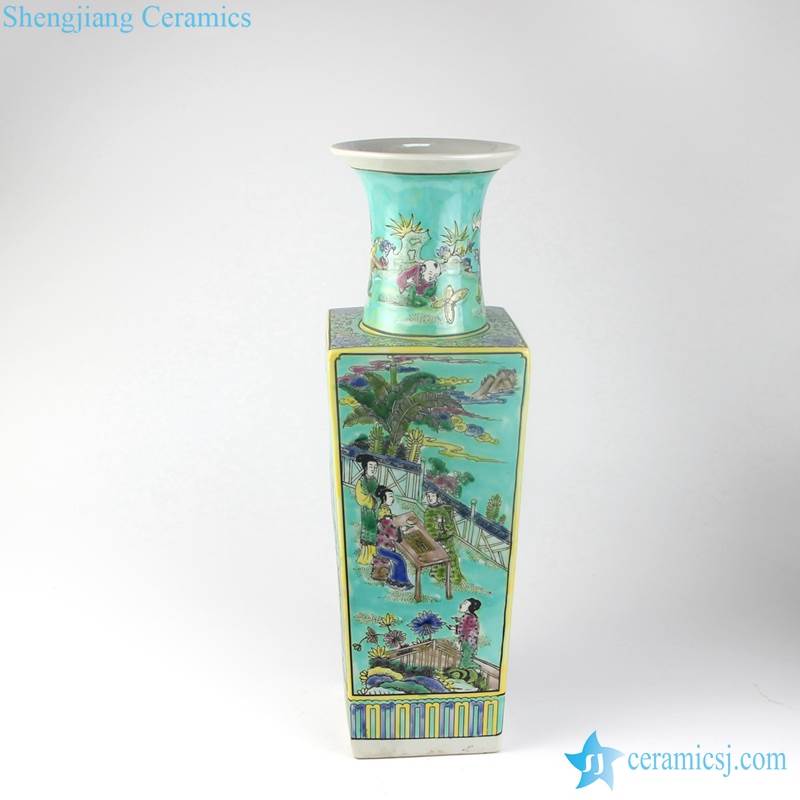 teal color ceramic vase
