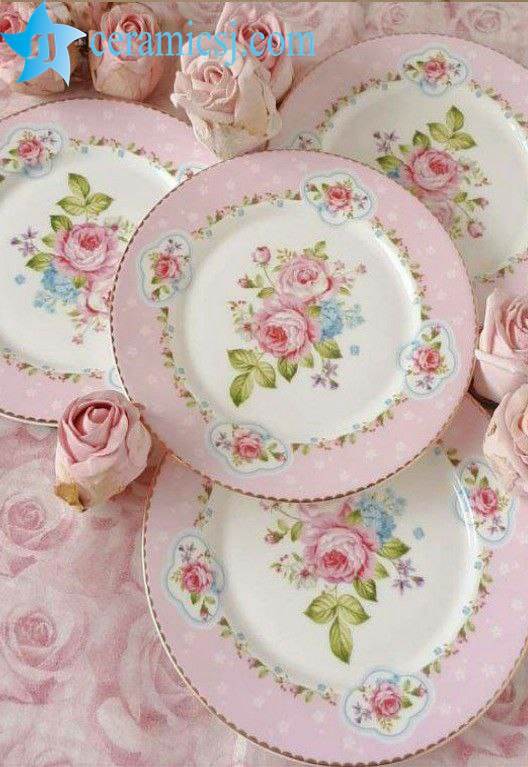 pink ceramic plates