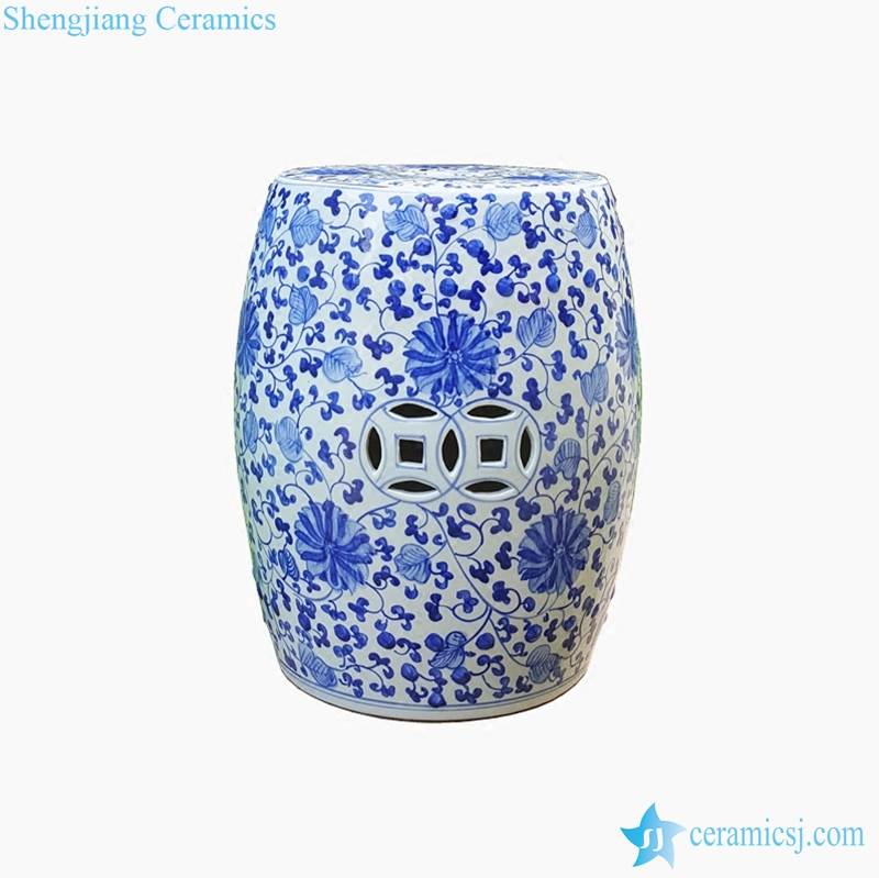 lotus pattern ceramic stool