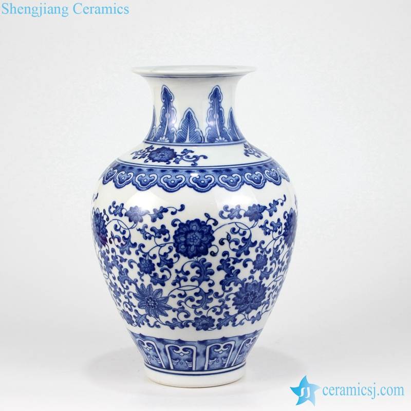 blue foliate vase