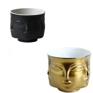 RZLK25-D-AB Matte surface plain gold and black modern interior design ceramic vases