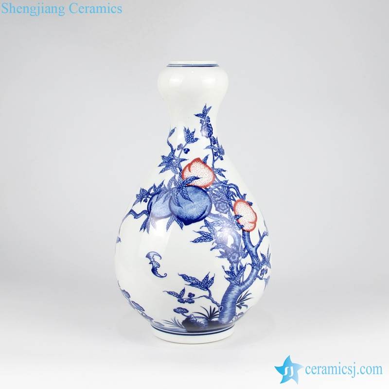 peach bat pattern ceramic vase