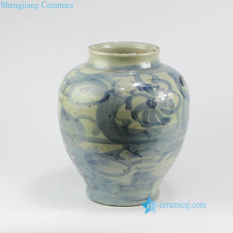 BLUE AND WHITE FLORAL URN