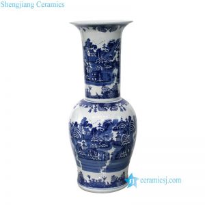 RYLU148 Hand painted long neck landscape masterpiece ceramic vase