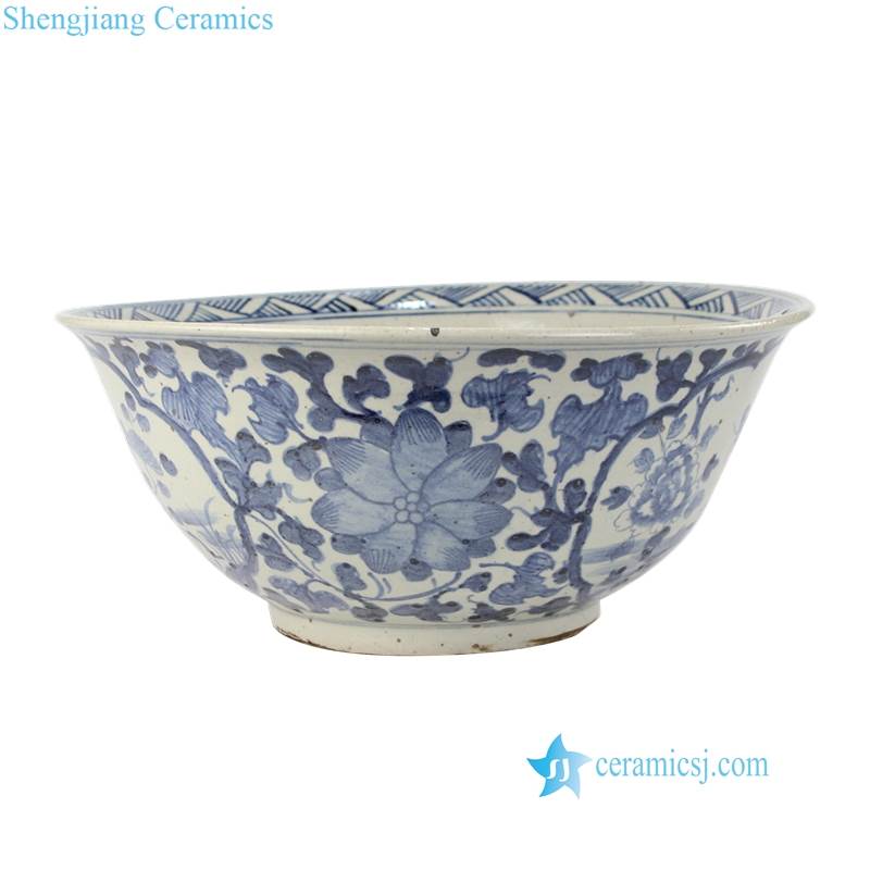 LARGE BLUE AND WHITE BOWL