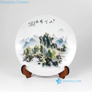 pukoo-001-A Beautiful landscape round ceramic exhibition plate