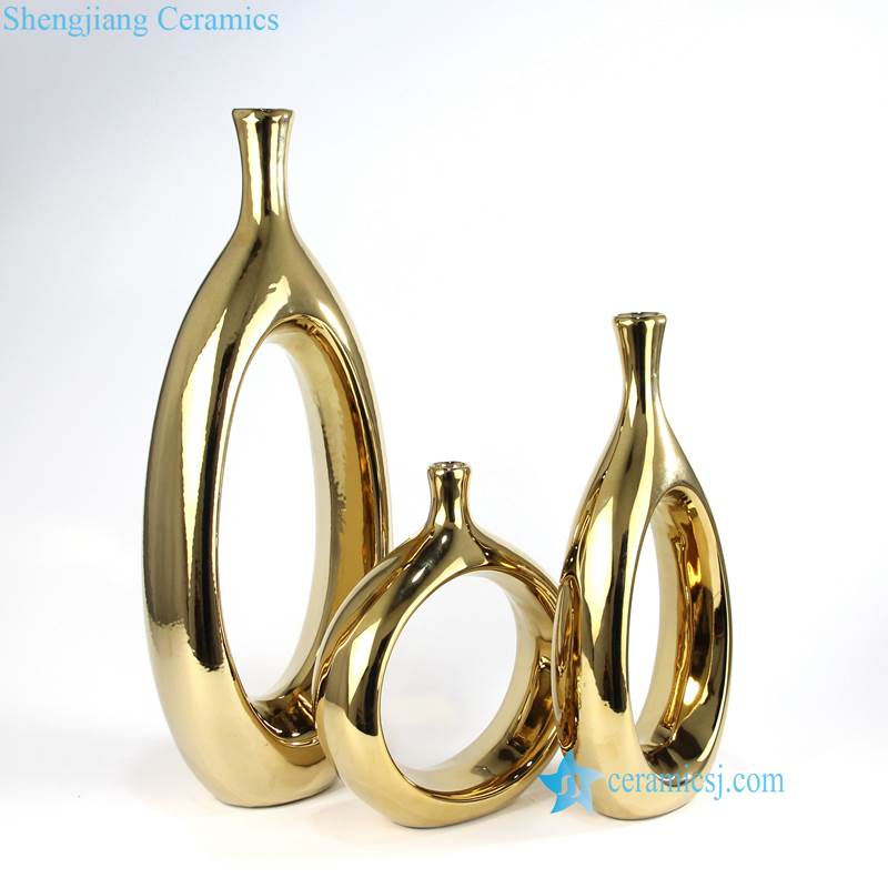 golden ring shape vase