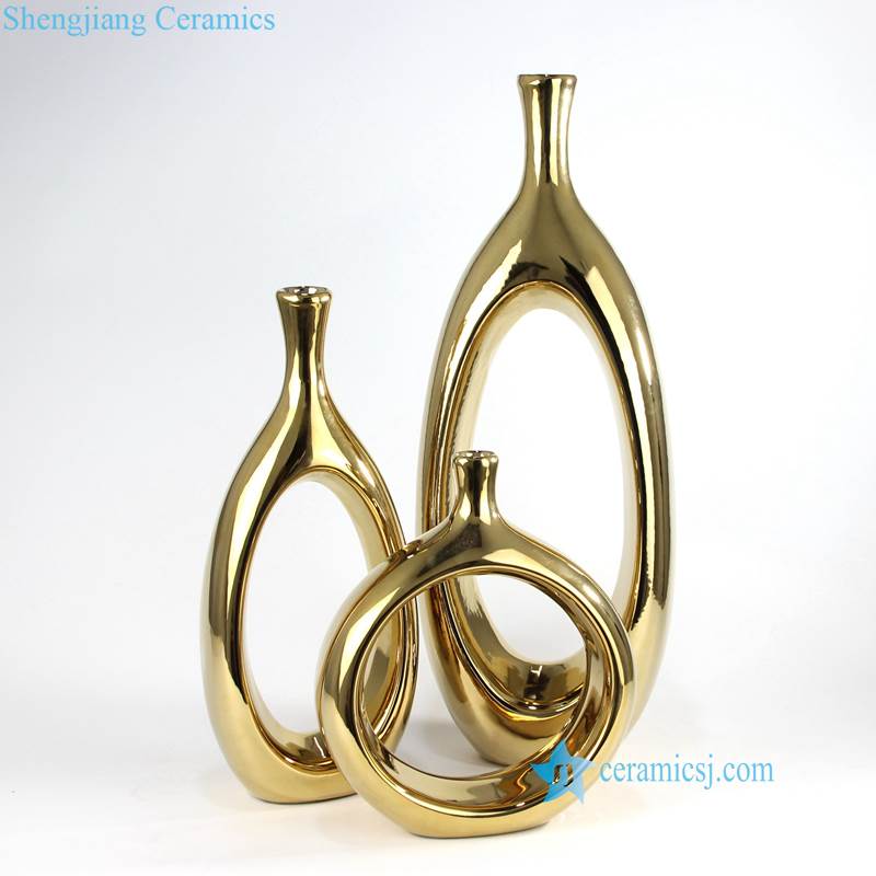 golden ring shape vase