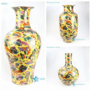 RYRK24-26 Fish lotus pond printed pattern porcelain hotel decor ceramic vase