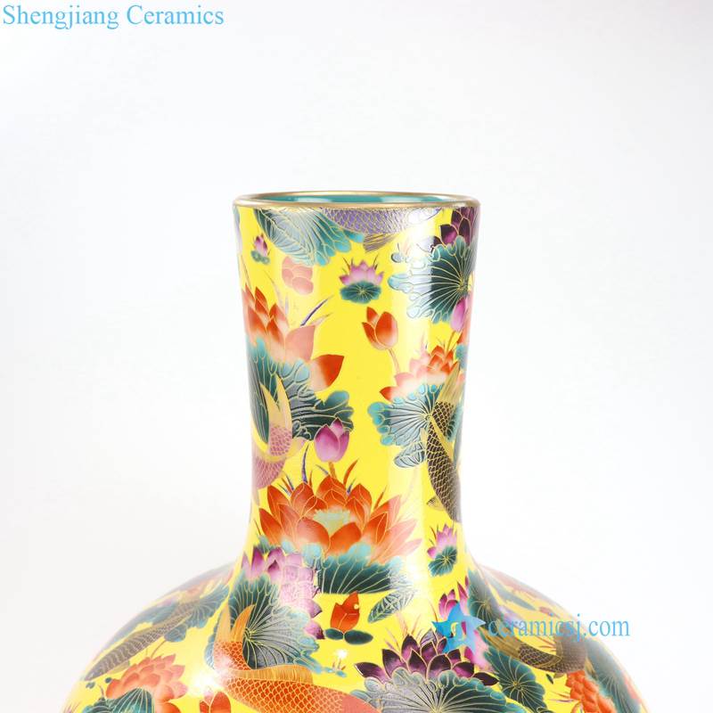 RYRK24-26   Fish lotus pond printed pattern porcelain hotel decor ceramic vase