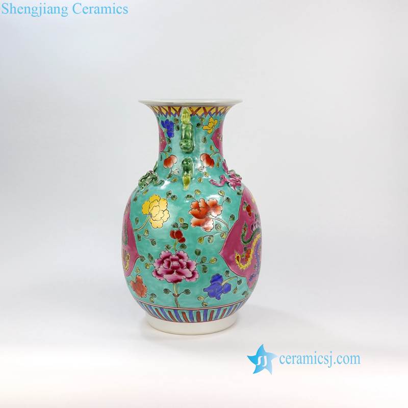 RYZG12-B Qing Dynasty phoenix floral pattern hand painted reproduction porcelain vase