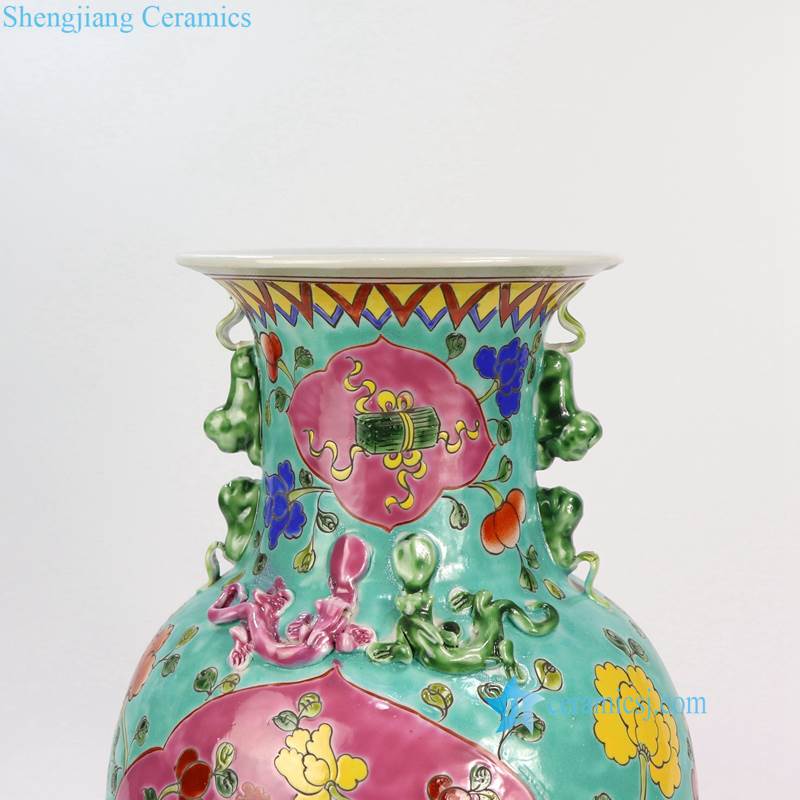 RYZG12-B Qing Dynasty phoenix floral pattern hand painted reproduction porcelain vase