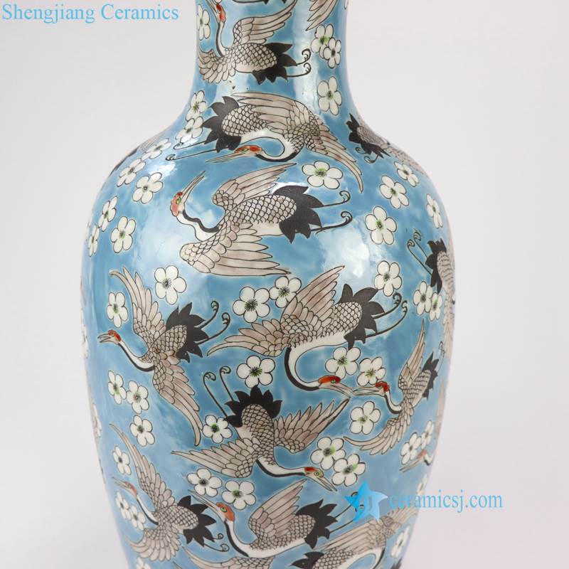 RZFA03 Chinese Qing Dynasty Kangxi emperor style reproduct hand paint crane porcelain vase