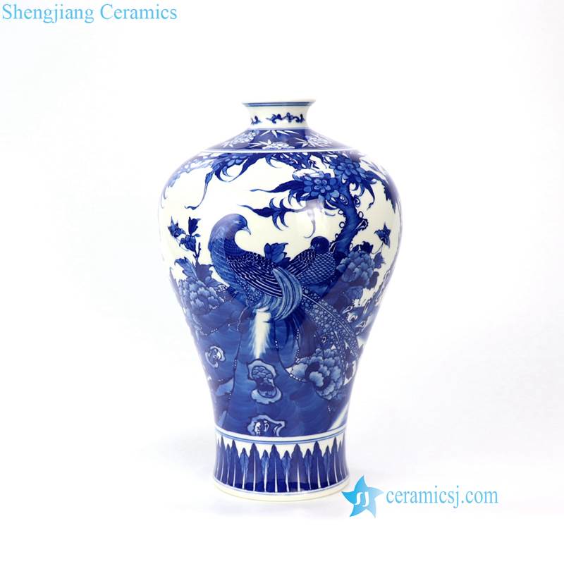 RZLH03-11 Hand painted high end style ceramic bird flower collectible porcelain vase