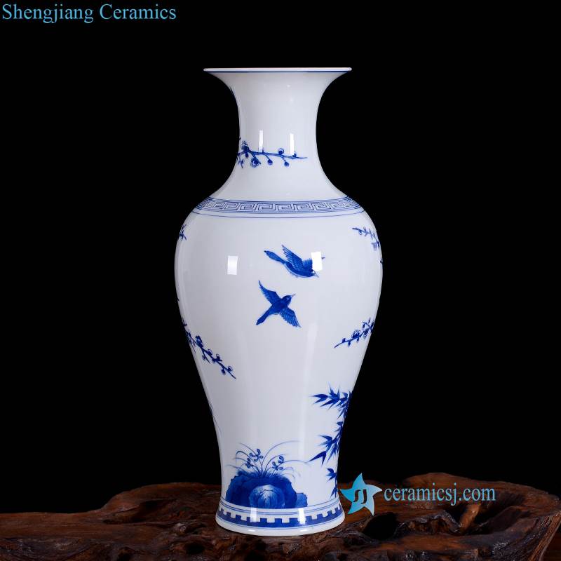 RZLH03-11 Hand painted high end style ceramic bird flower collectible porcelain vase
