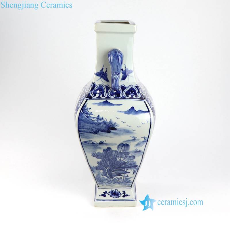 landscape blue porcelain vase