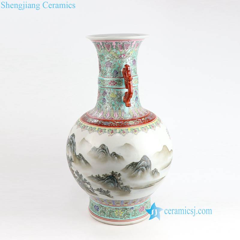 mountain porcelain vase with dragon handles
