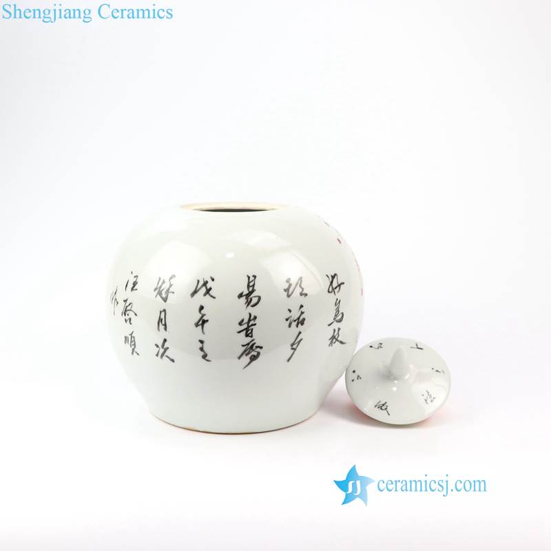 RZIH08  Candle knob hand painted bird floral porcelain jar