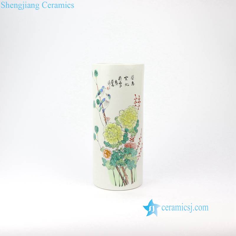 bird floral ceramic vase