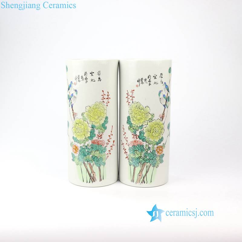 bird floral ceramic vase
