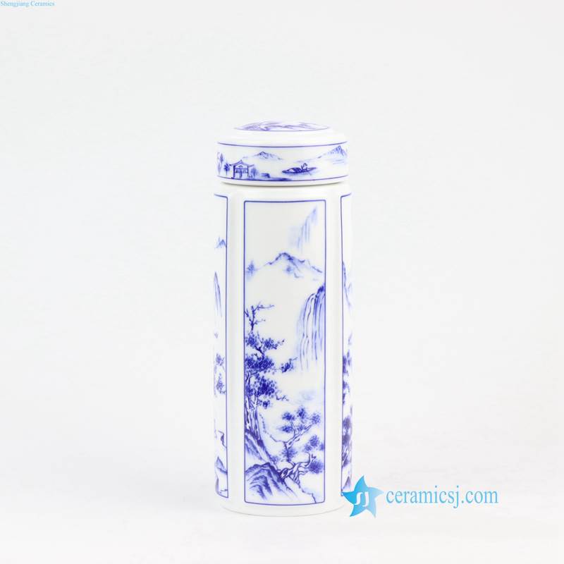 RZNU01-ABC blue and white porcelain thermos tea cup