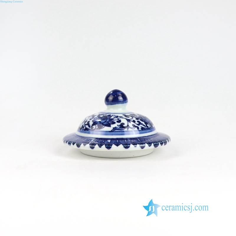 Asia blue and white flower lid