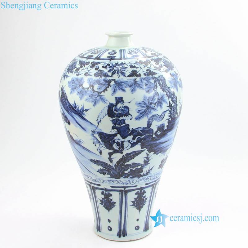 RZNo01 Yuan Dynasty blue and white xiaohe chasing hanxin under moonlight antique porcelain vase