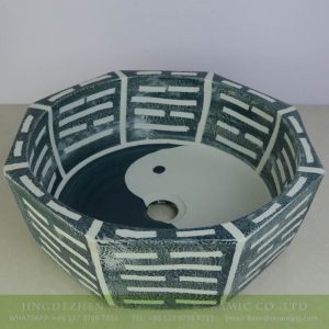 sjbyl-6183 Daoism style eight-diagram-shaped appetizer patter ceramic wash basin