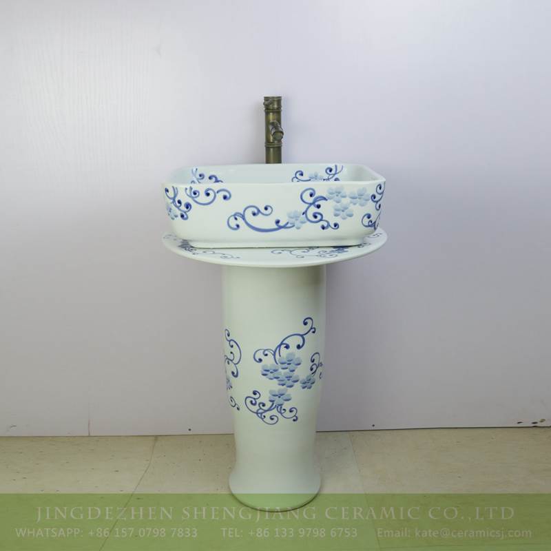 spring flower pedestal bathroom sink