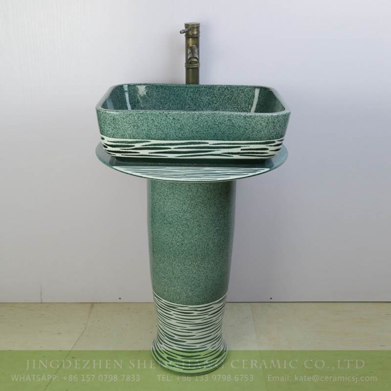 green lake style ceramic pedestal wash hand sink