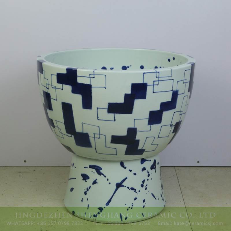 blue and white post modern ceramic mop sink
