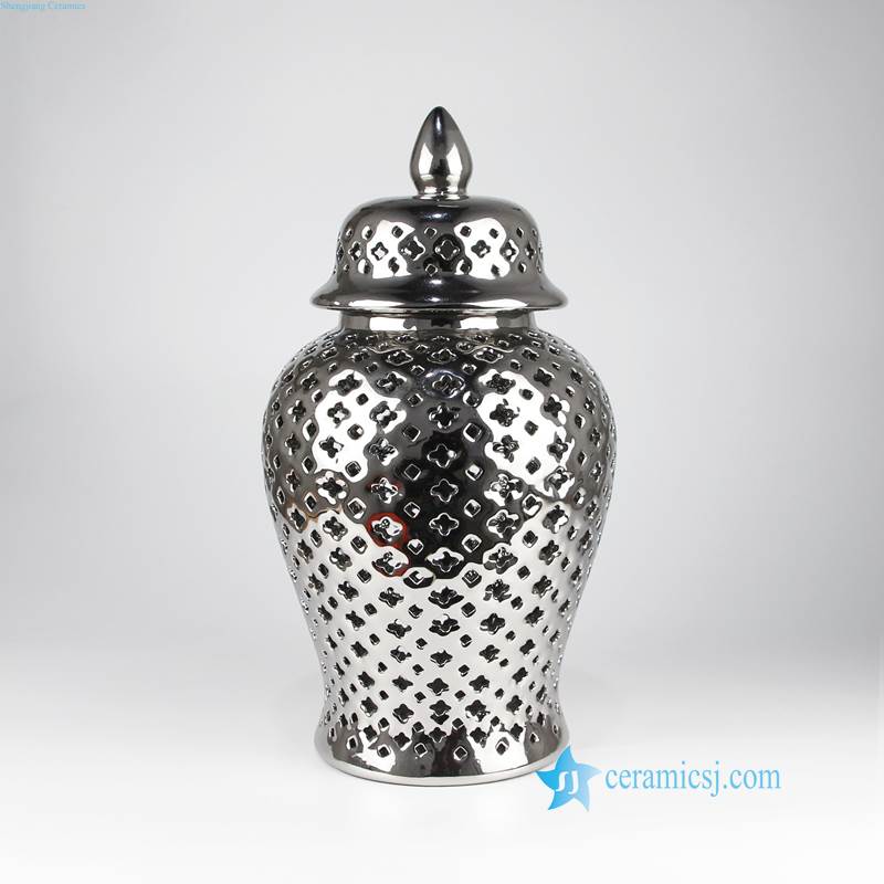 silver lattice ceramic jar