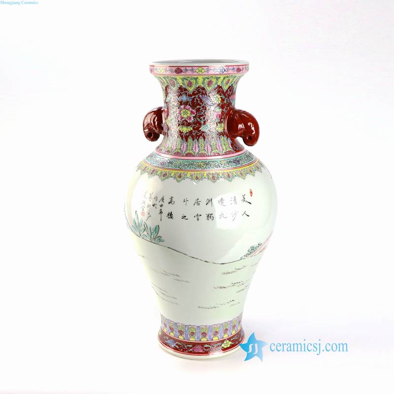 RZAI16 17 Qing Dynasty hand painted A Dream in Red Mansions pattern ceramic vase
