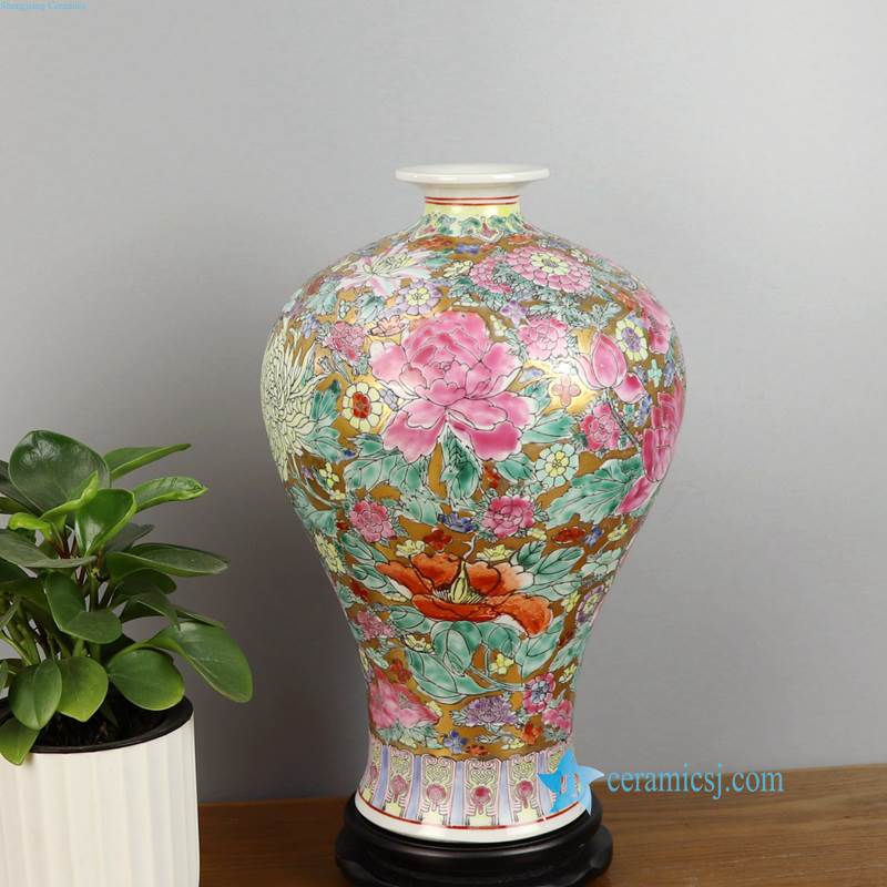 hand painted thousand flower ceramic vase