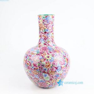 RZLS04 Pink thousand flower porcelain jar
