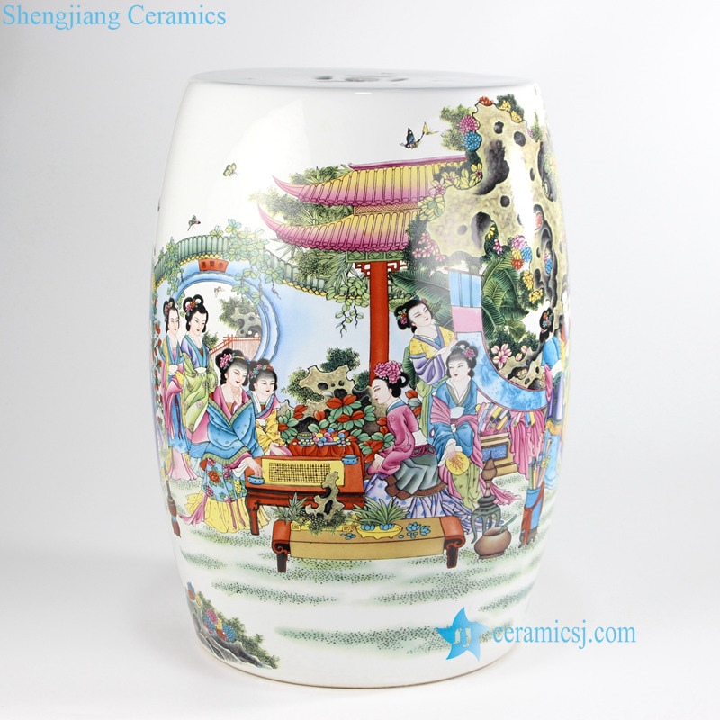RYIR133-A-H  China style peony kid landscape porcelain garden stool