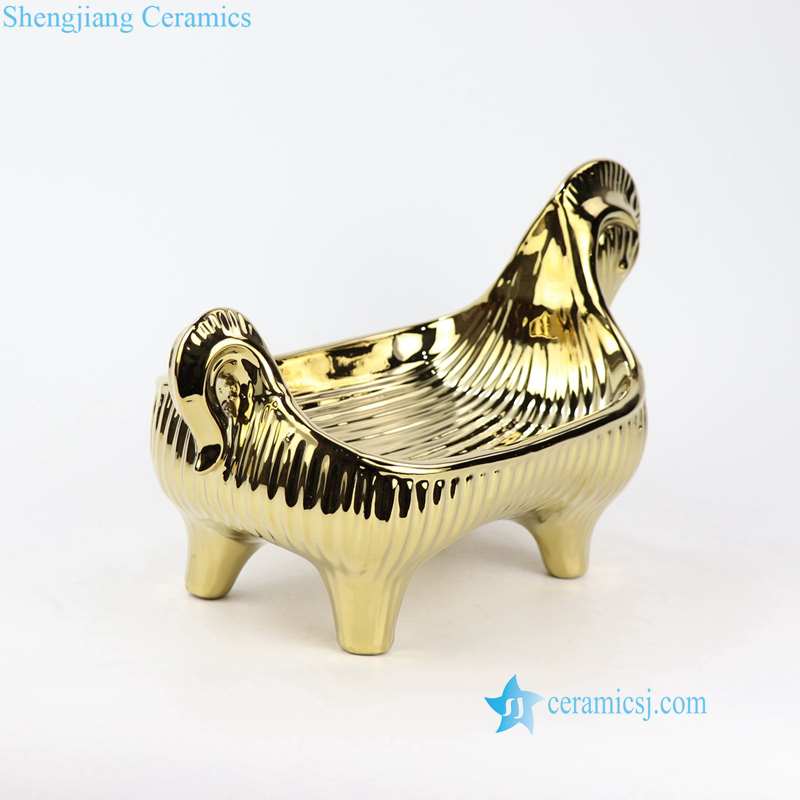 ceramic golden horse tray