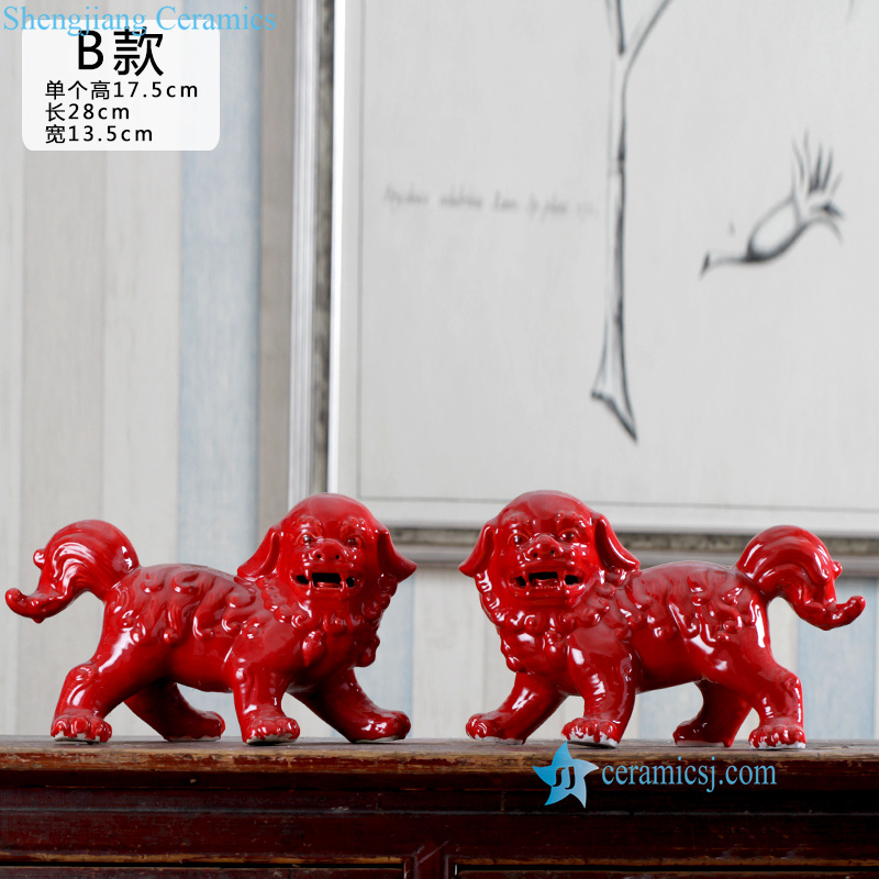 red ceramic foo dog figurine
