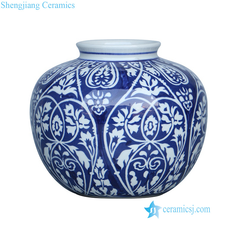 Blue and white floral ceramic vase