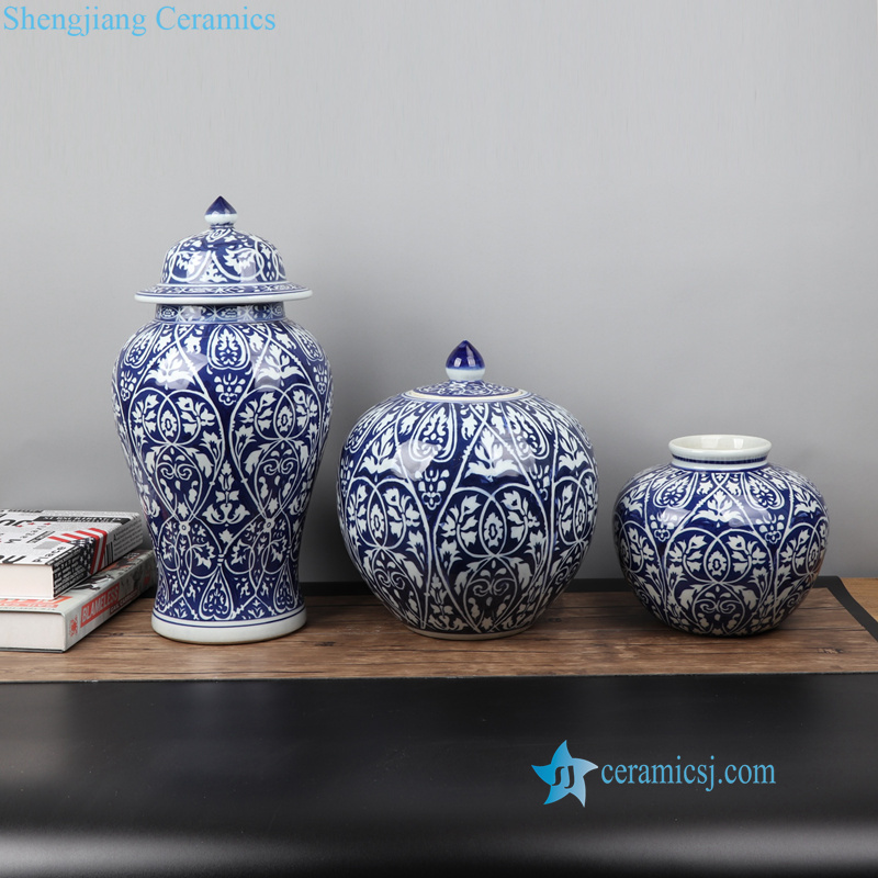 Blue and white floral ceramic vase