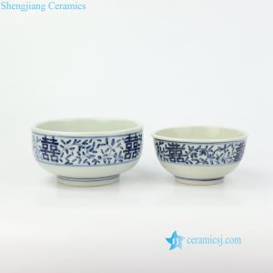 RZIQ145 Hand painted double happiness ceramic bowl for wedding