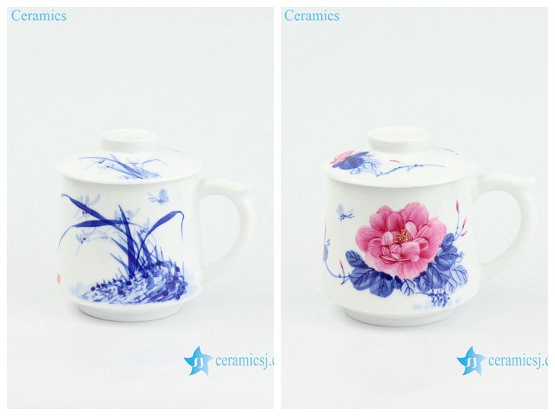 hand painted pottery office cup
