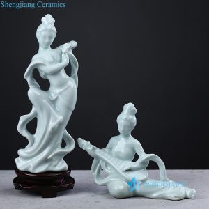 RZON01 Celadon glaze ceramic Dunhuang apsaras figurine