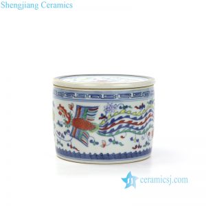 RYAS149 Underglaze five color phoenix ceramic jar