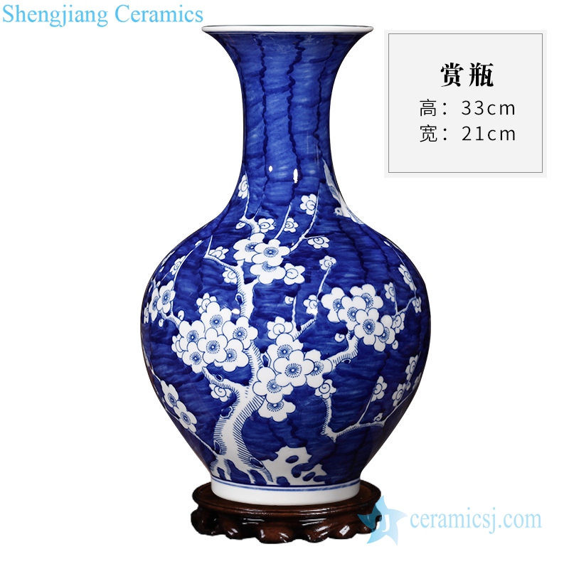 RYUG02-A/B/C/D/E/F/G/H  Blue background plum blossom pattern porcelain vase in Jingdezhen