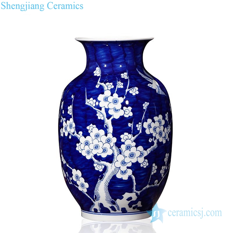 RYUG02-A/B/C/D/E/F/G/H  Blue background plum blossom pattern porcelain vase in Jingdezhen