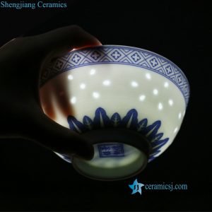The Rice Hole Pattern Ceramic with Blue and White Painting